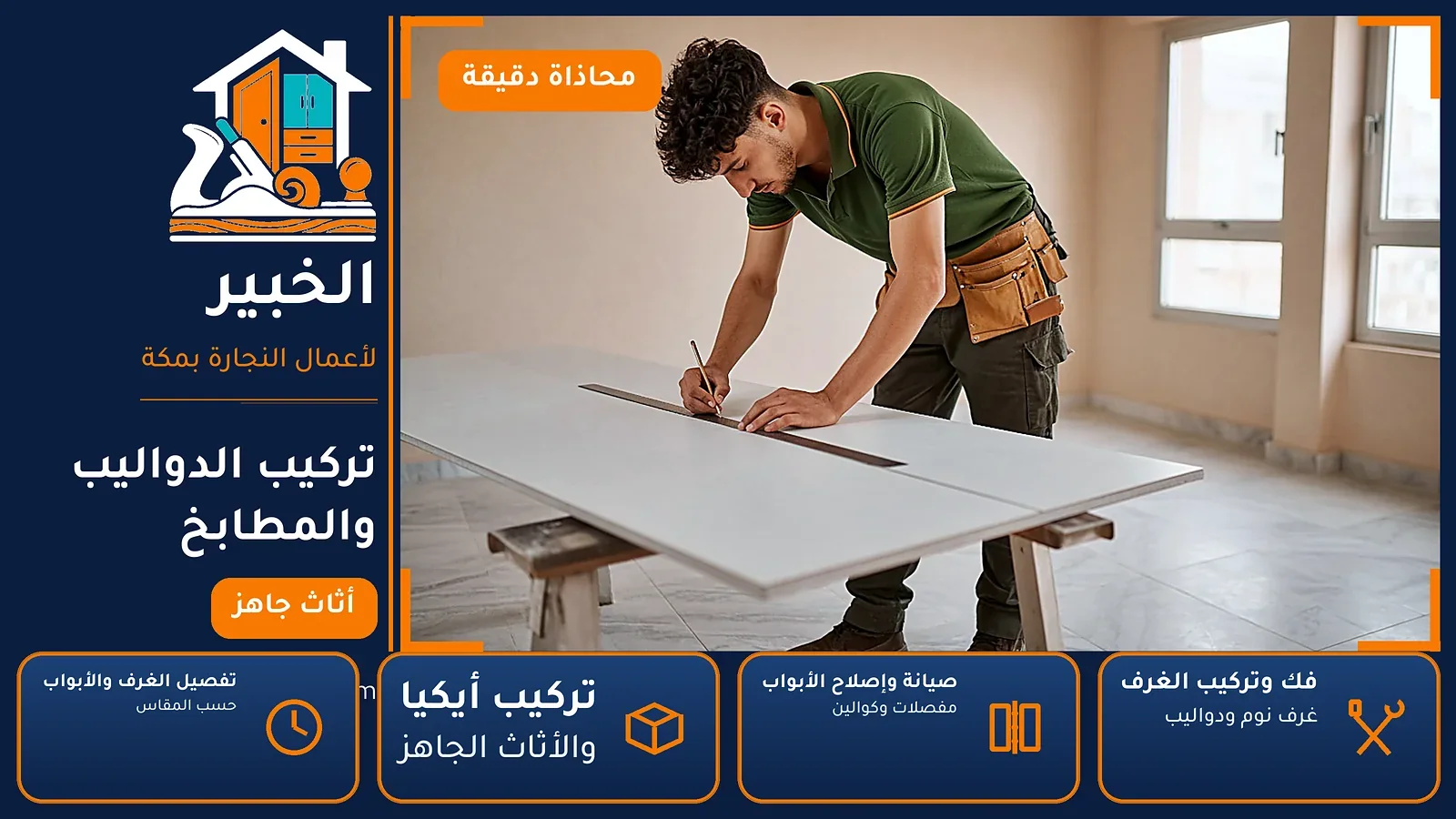 تركيب الدواليب والمطابخ في الطندباوي بمكة — الخبير لأعمال النجارة بمكة