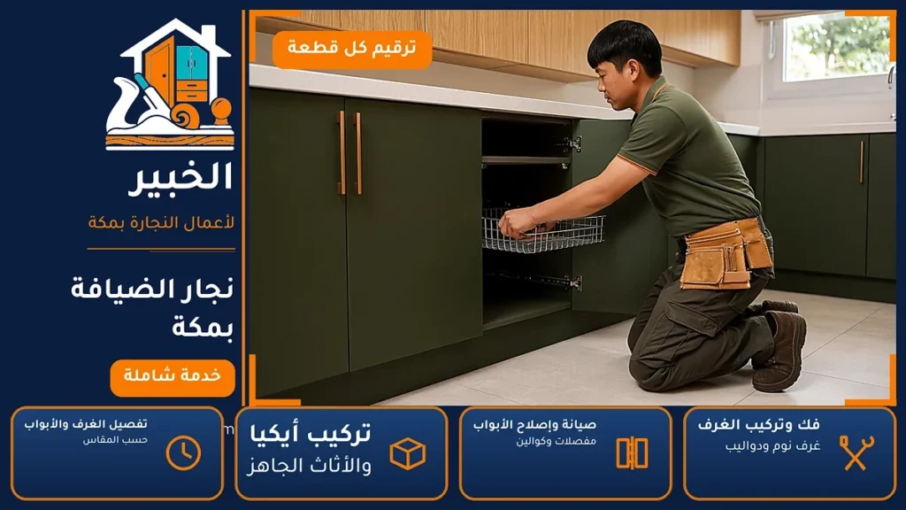 نجار الضيافة بمكة – 0546707423 – فك وتركيب الغرف والدواليب وإصلاح الأبواب — الخبير لأعمال النجارة بمكة
