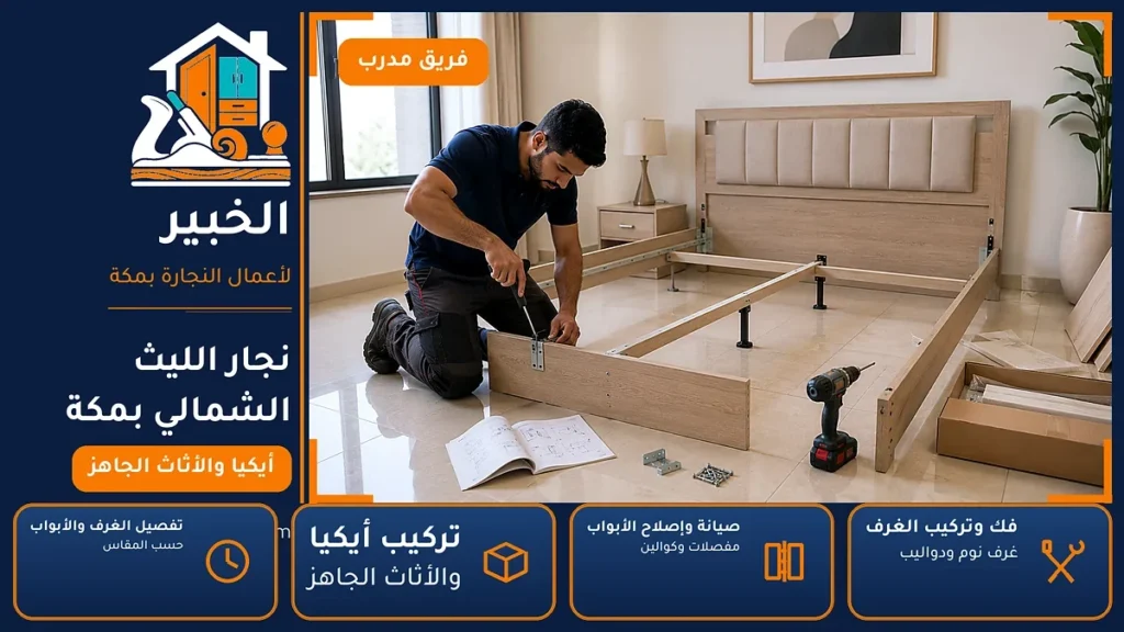 نجار الليث الشمالي بمكة – 0546707423 – نقل وتركيب الغرف وصيانة الدواليب والأبواب — الخبير لأعمال النجارة بمكة