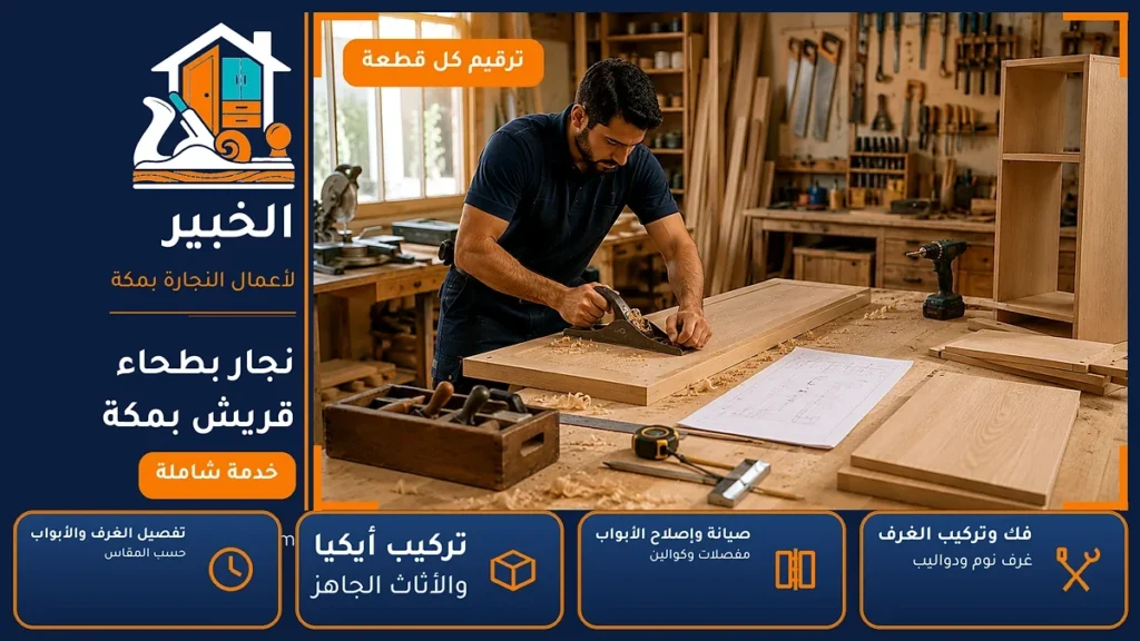 نجار بطحاء قريش بمكة – 0546707423 – نقل وتركيب الغرف وصيانة الدواليب والأبواب — الخبير لأعمال النجارة بمكة