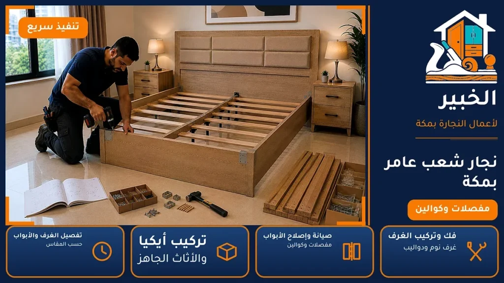 نجار شعب عامر بمكة – 0546707423 – نقل وتركيب الغرف وصيانة الدواليب والأبواب — الخبير لأعمال النجارة بمكة