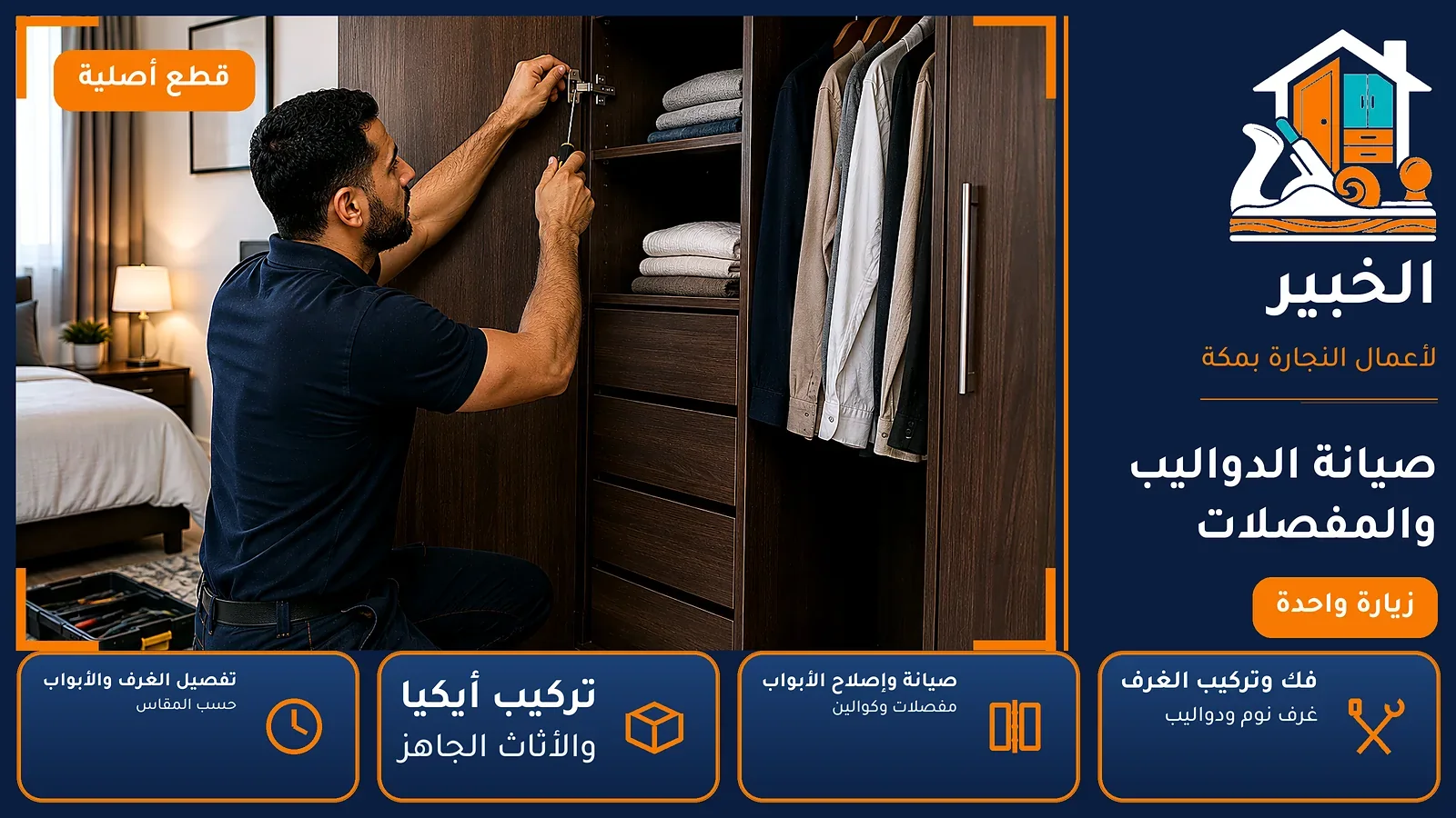 صيانة الدواليب والمفصلات في التنعيم بمكة — الخبير لأعمال النجارة بمكة