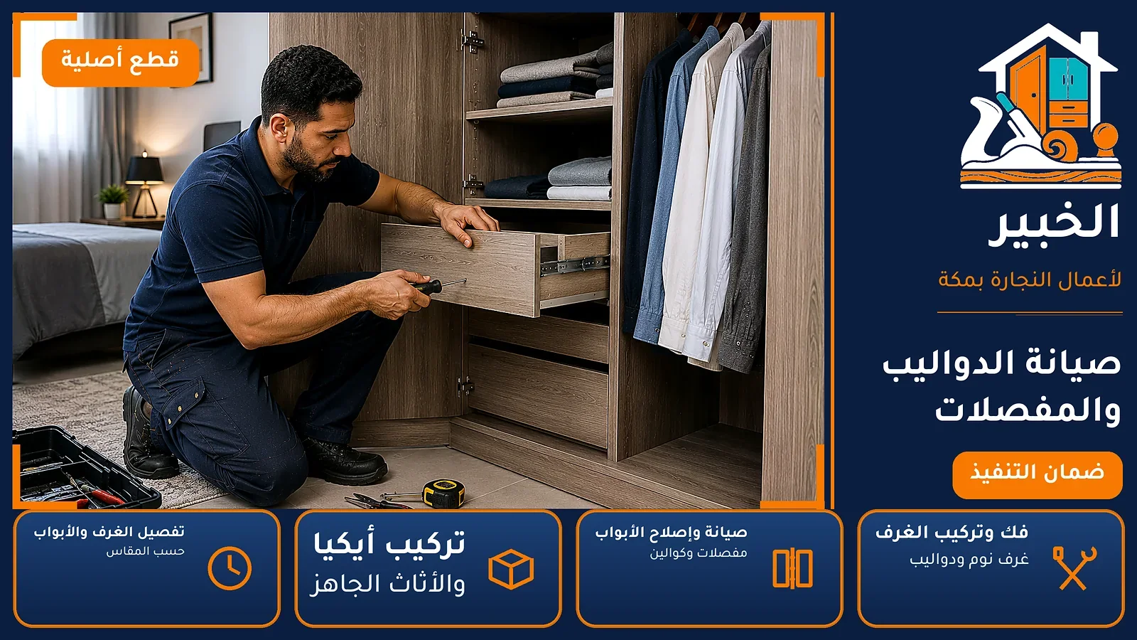صيانة الدواليب والمفصلات في النزهة بمكة — الخبير لأعمال النجارة بمكة