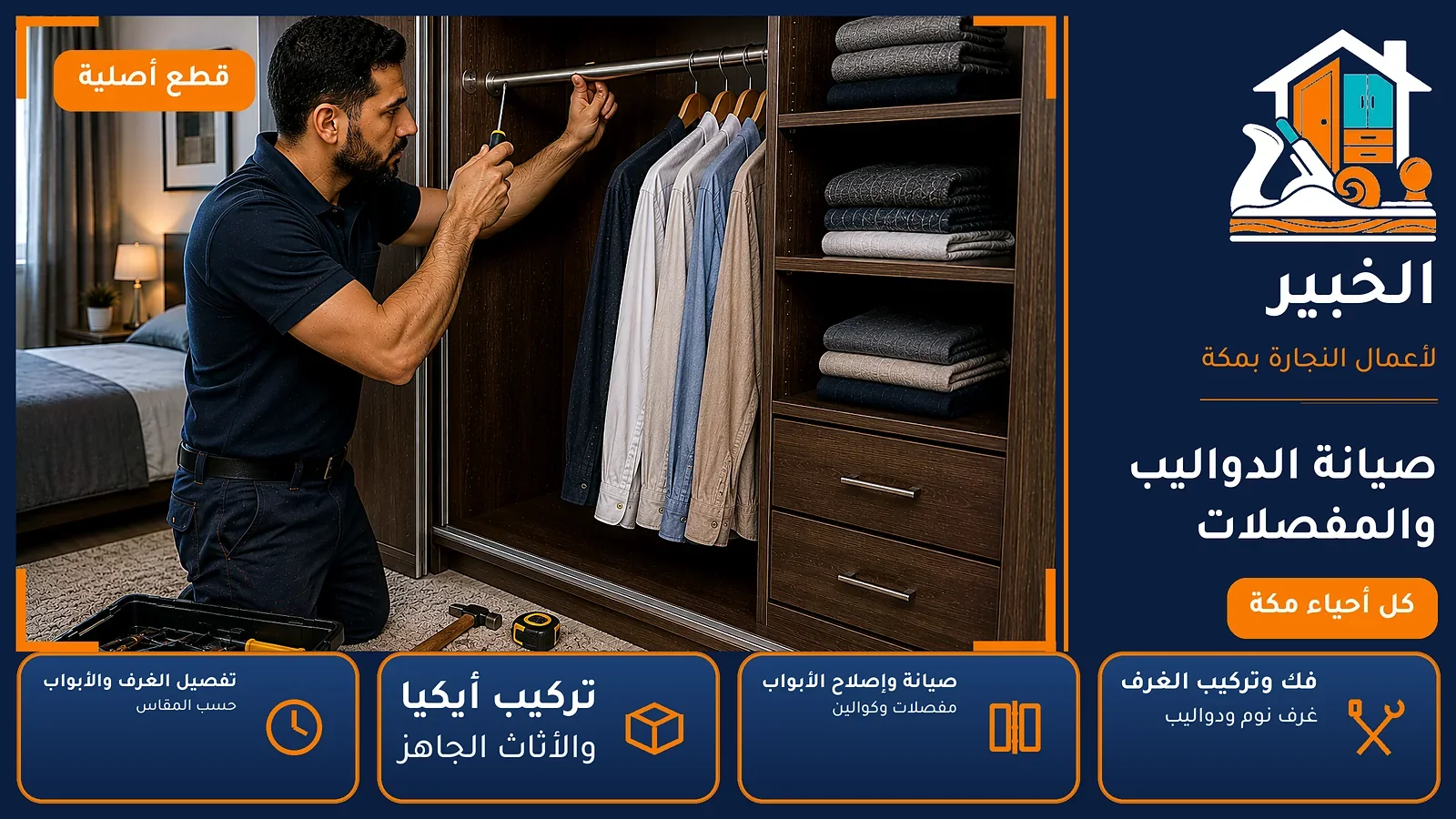 صيانة الدواليب والمفصلات في الملك فهد بمكة — الخبير لأعمال النجارة بمكة
