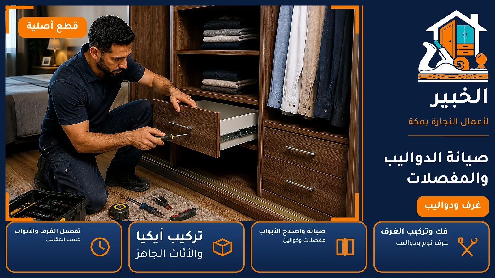 صيانة الدواليب والمفصلات في الجعرانة بمكة — الخبير لأعمال النجارة بمكة