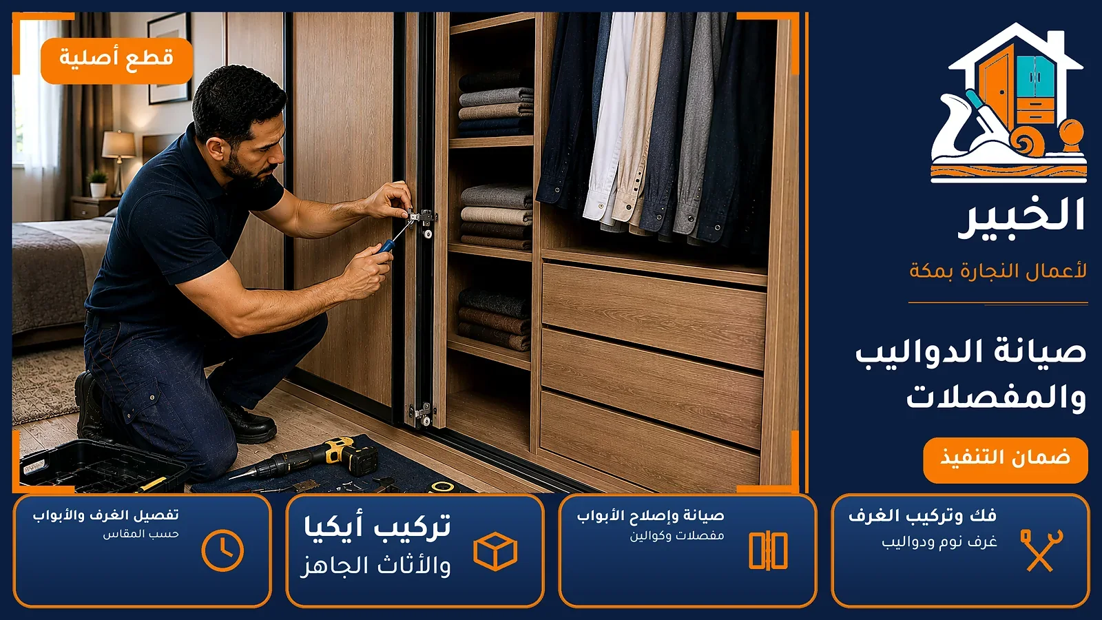 صيانة الدواليب والمفصلات في الغزة بمكة — الخبير لأعمال النجارة بمكة