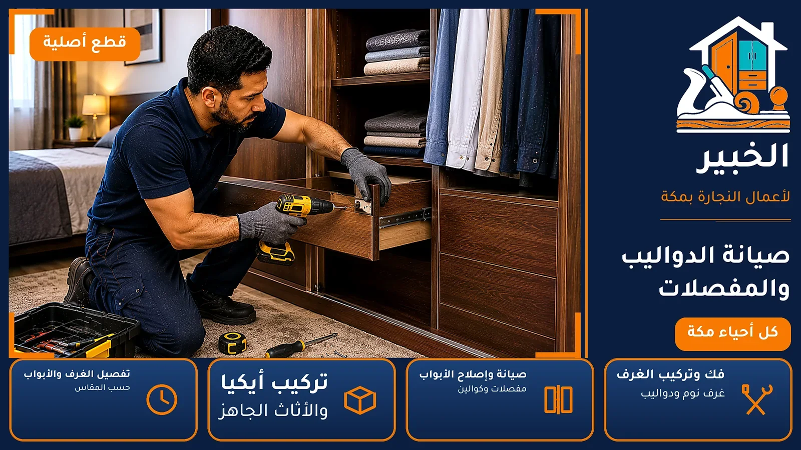 صيانة الدواليب والمفصلات في المرسلات بمكة — الخبير لأعمال النجارة بمكة